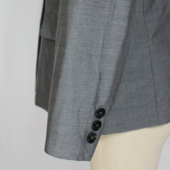 Lida Baday linen blend 1-button tailored suit grey blazer women's size 10 - Picture 3 of 7